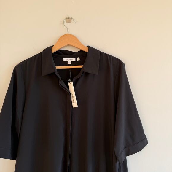 Chico's Zenergy UPF Bungee Half Sleeve Mini Shirt Dress Black L NWT - Picture 4 of 13